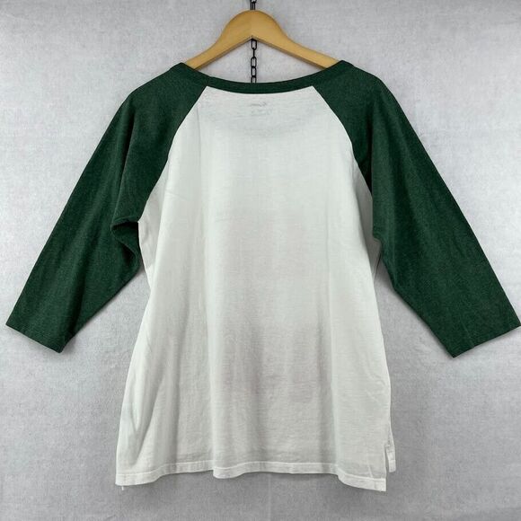 "TOO LIT TO‎ QUIT" Christmas Holiday Women's Baseball Tee Lights Novelty Size XL - Picture 2 of 6